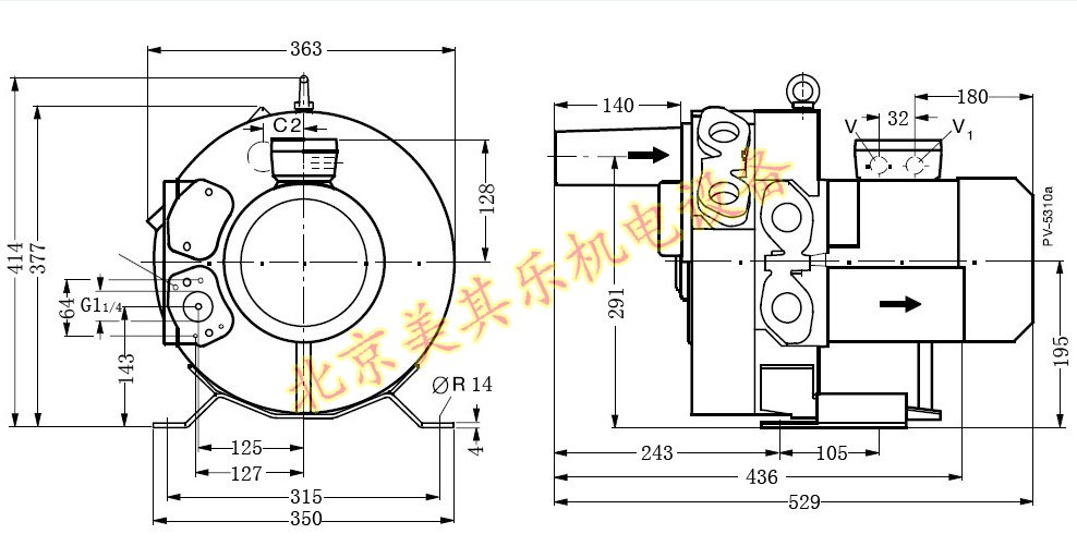 4GH420/1.5kw高压鼓风机CAD图