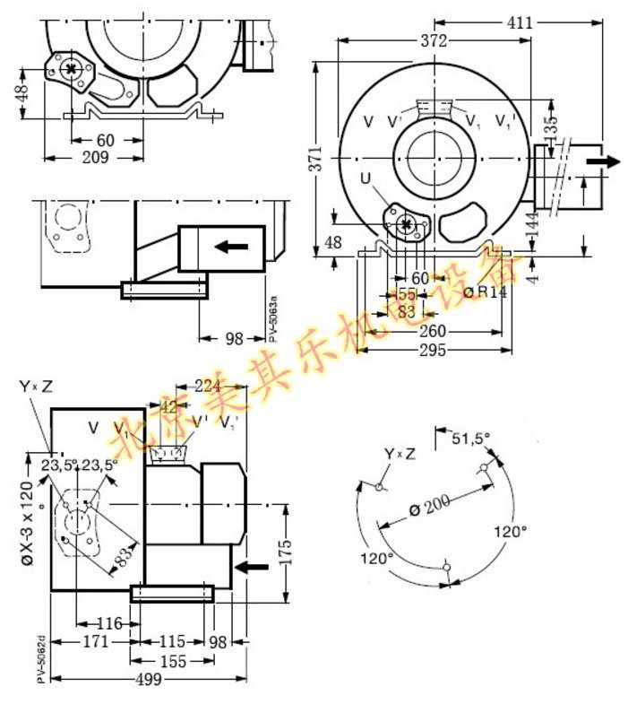2GH520/4kw双叶轮高压鼓风机CAD图