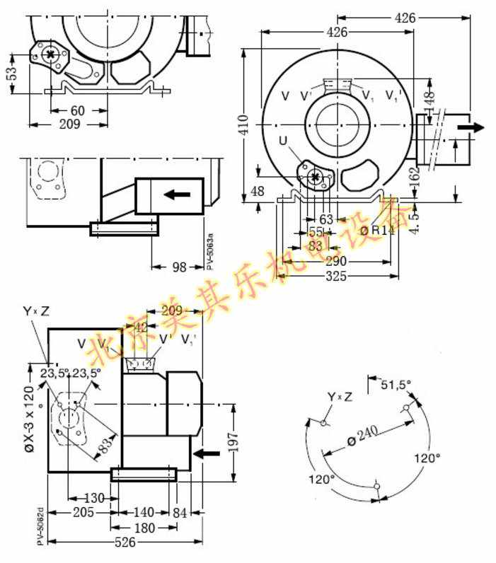 2GH720/3kw双段高压鼓风机cad图
